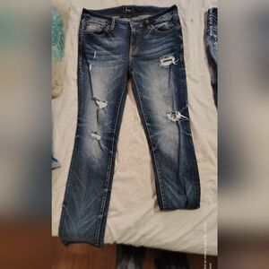 Slim Fit Distressed Men's Jeans - Blue